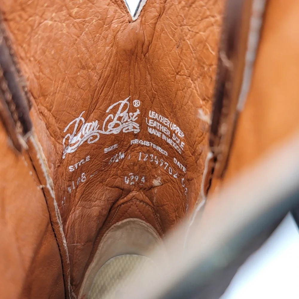 Dan Post Women's Brown‎ Turquoise Western Cowboy Boots Size 6.5M New Leather - Picture 11 of 13